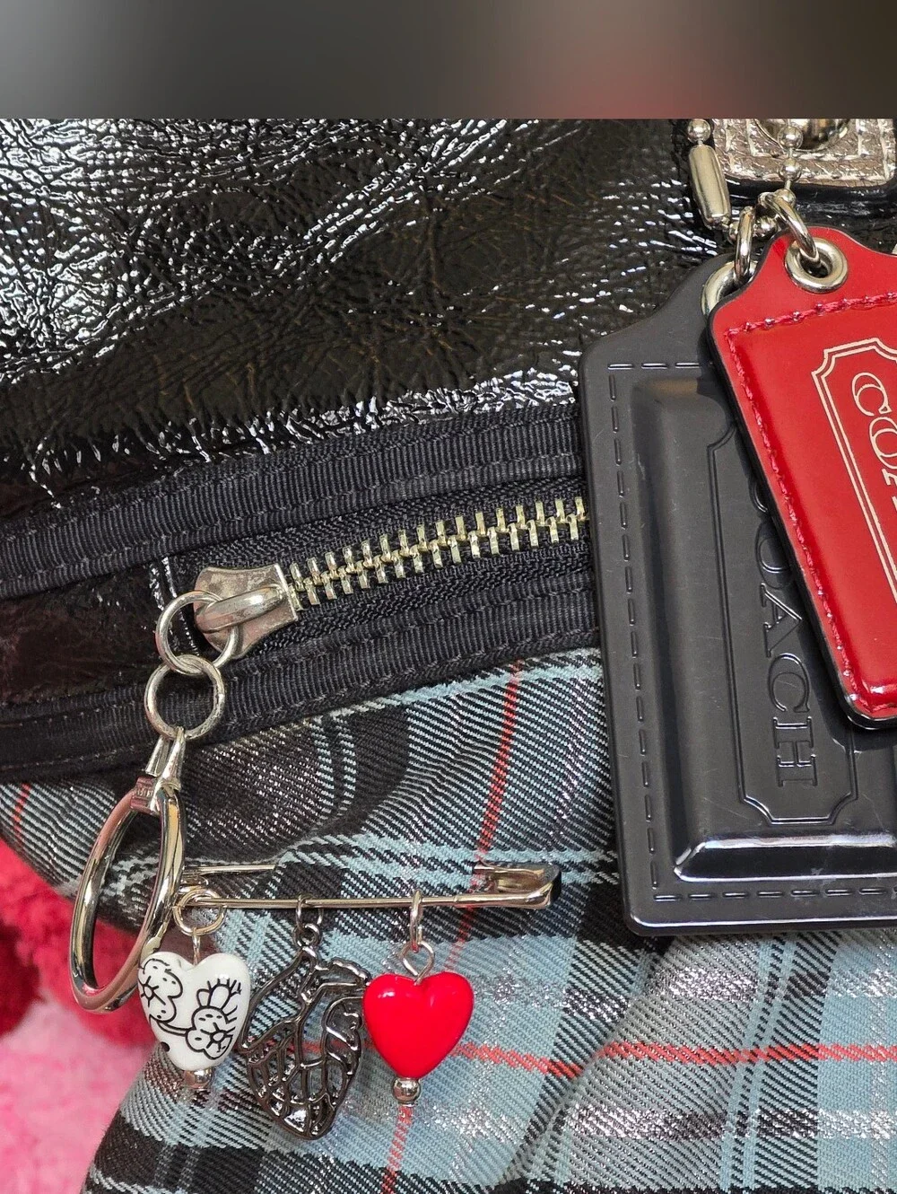 Coach Poppy Tartan Tote 💀Custom💀 Punk Glam Rework (15886)